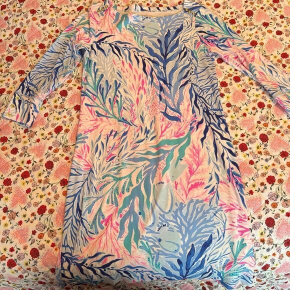 $138 New Lilly Pulitzer UPF 50+ SOPHIE DRESS Kaleidoscope CORAL - Picture 5 of 7